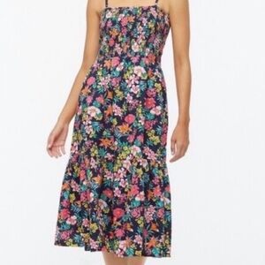 J Crew Factory Smocked Floral Midi Dress